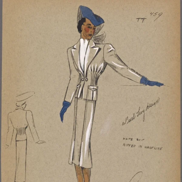 1930s Vintage Fashion Designs Wall Art, André Fashion Illustrations, Alexander Pearl Lev