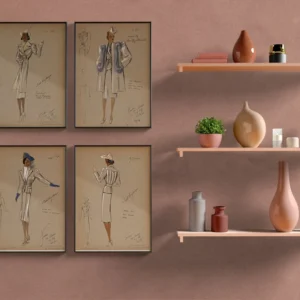 1930s Vintage Fashion Designs Wall Art, André Fashion Illustrations, Alexander Pearl Lev