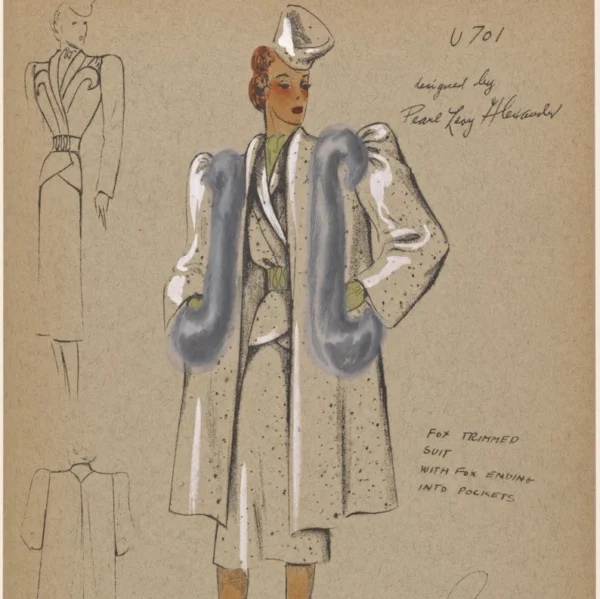 1930s Vintage Fashion Designs Wall Art, André Fashion Illustrations, Alexander Pearl Lev