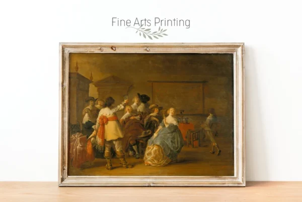 Merry Company, Happy People Oil Painting Portrait, 17th Century Vintage Painting, PRINTABLE Digital Downloadable Wall Art