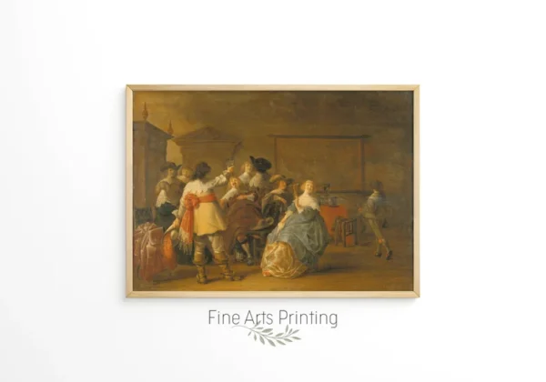 Merry Company, Happy People Oil Painting Portrait, 17th Century Vintage Painting, PRINTABLE Digital Downloadable Wall Art