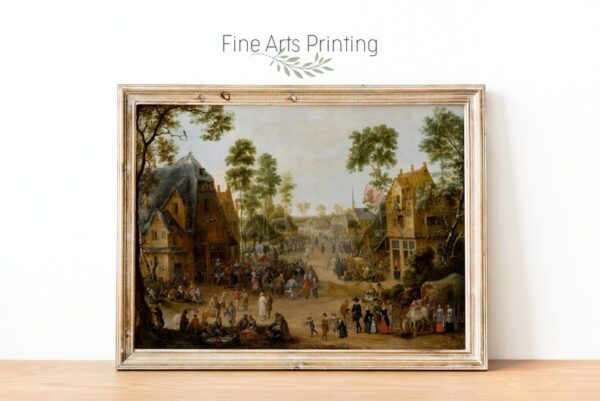 Village Church Festival, European Village Painting, 17th Century Vintage Painting, PRINTABLE Digital Downloadable Wall Art