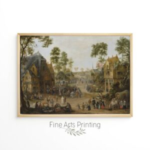 Village Church Festival, European Village Painting, 17th Century Vintage Painting, PRINTABLE Digital Downloadable Wall Art
