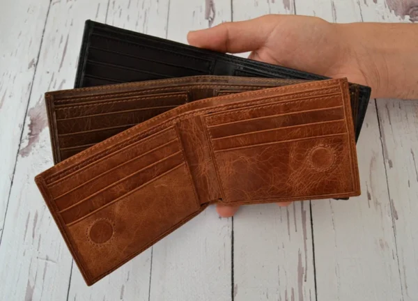 Personalized Leather Wallet For Him, Custom Engraved Handwriting Gift. Anniversary Birthday Christmas Boyfriend Husband Slim Bifold Wallet
