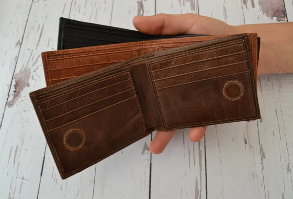 Personalized Leather Wallet For Him, Custom Engraved Handwriting Gift. Anniversary Birthday Christmas Boyfriend Husband Slim Bifold Wallet