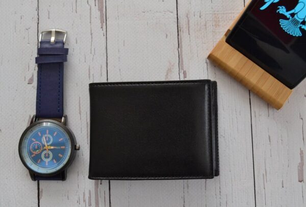 Personalized Leather Wallet For Him, Custom Engraved Handwriting Gift. Anniversary Birthday Christmas Boyfriend Husband Slim Bifold Wallet