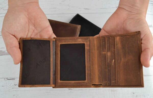 Personalized Leather Wallet For Him, Custom Engraved Handwriting Gift. Anniversary Birthday Christmas Boyfriend Husband Slim Bifold Wallet