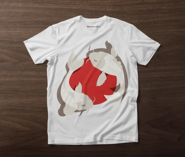 Japanese Koi Fish T-Shirt Design, Japanese Art